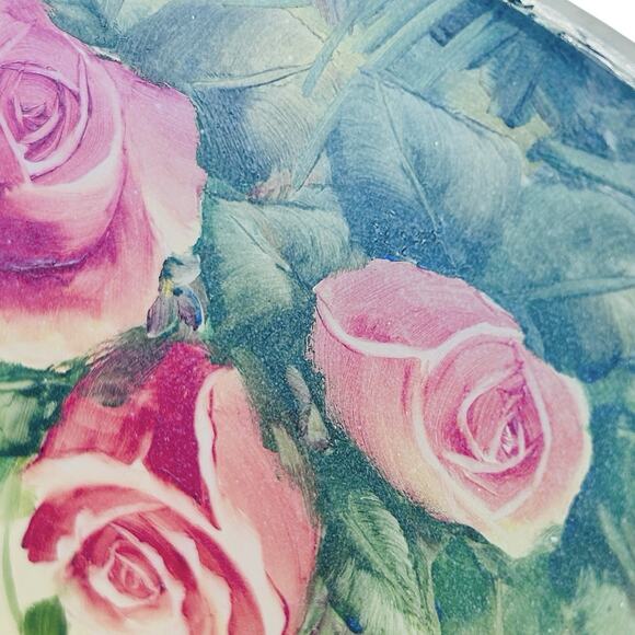 Vtg Reverse Painted Glass Lamp Shade ONLY Bell Shape 10 Inch Roses Floral - Picture 11 of 16